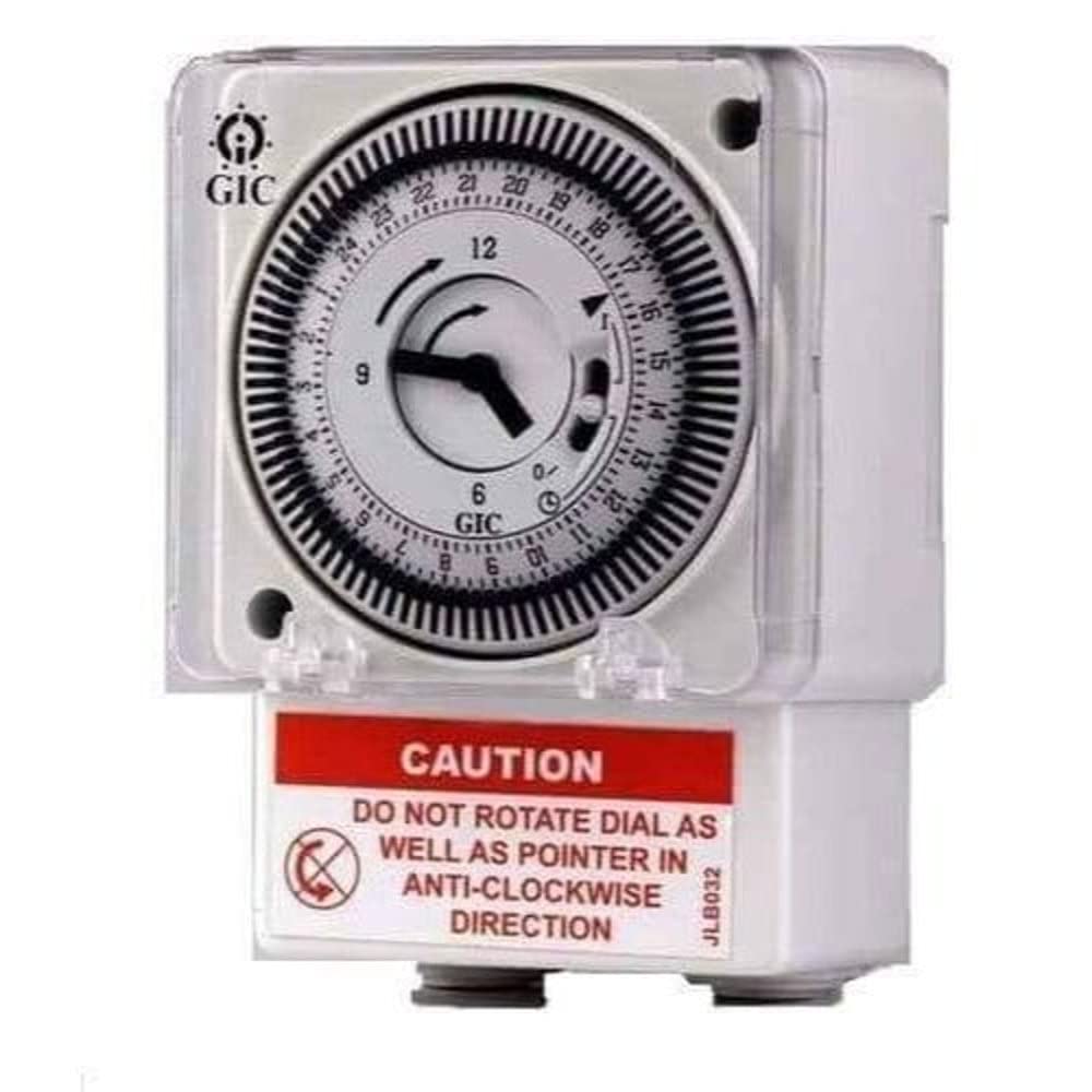 L&T GIC Time Switch J648B1 Quartz Analog Time Switch 240 VAC Base/DIN Mounting, 15 x 15 x 15, White
