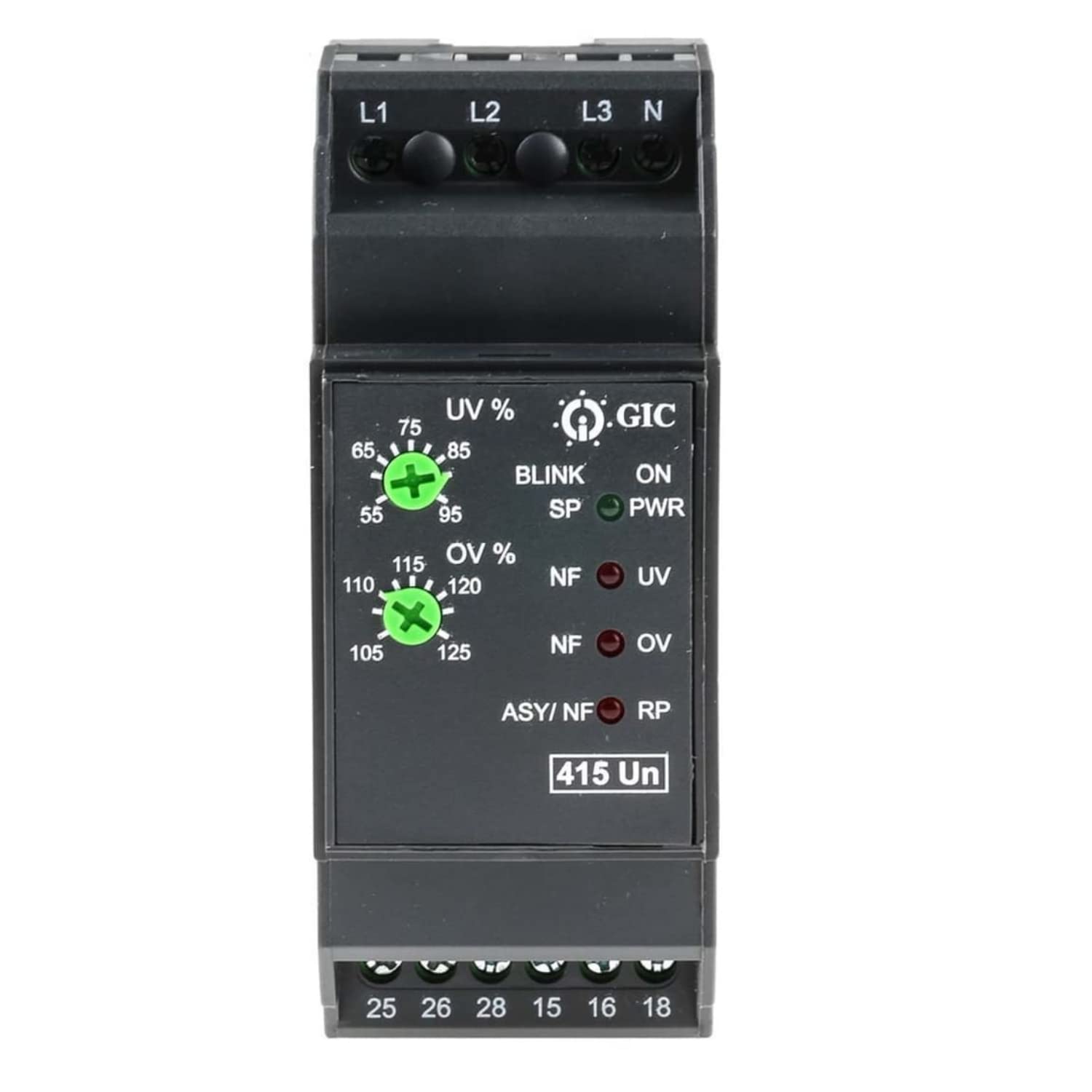 GIC MAC04D0100 Voltage Monitoring Relay 3 Phase Overvoltage Protection Undervoltage Protection with DPDT Contact Configuration