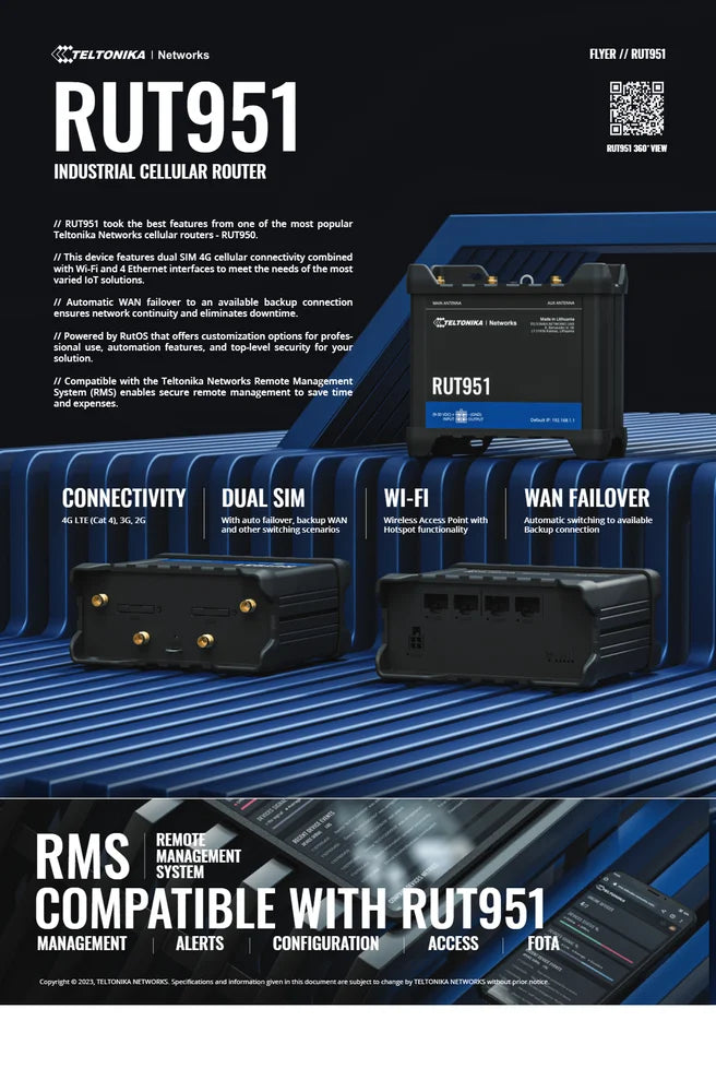 RUT951 INDUSTRIAL CELLULAR ROUTER