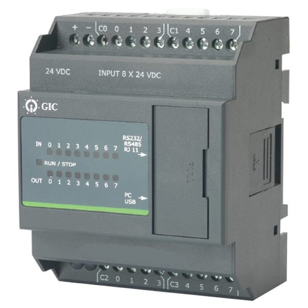 GIC PC10BD16001D1 Programmable Logic Controller PLC Base with 8 Digital I/Ps, 8 Relay Outputs