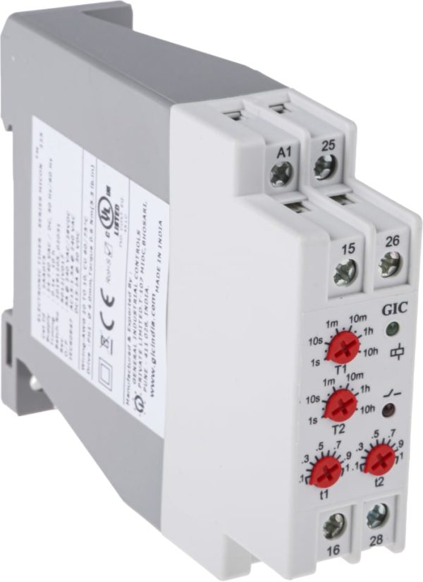 GIC 2AADT5 Multi Function Timer Relay, Screw, 2 Contacts, DPDT, 24 → 240 V ac/dc