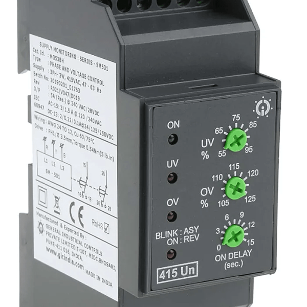 GIC MG53BH Voltage Monitoring Relay With DPDT Contacts, 3 Phase